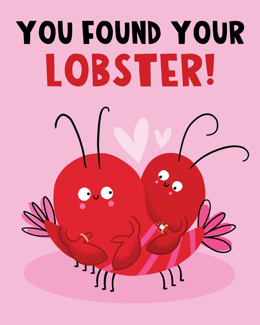 Card design "Lobster love - group wedding ecard"