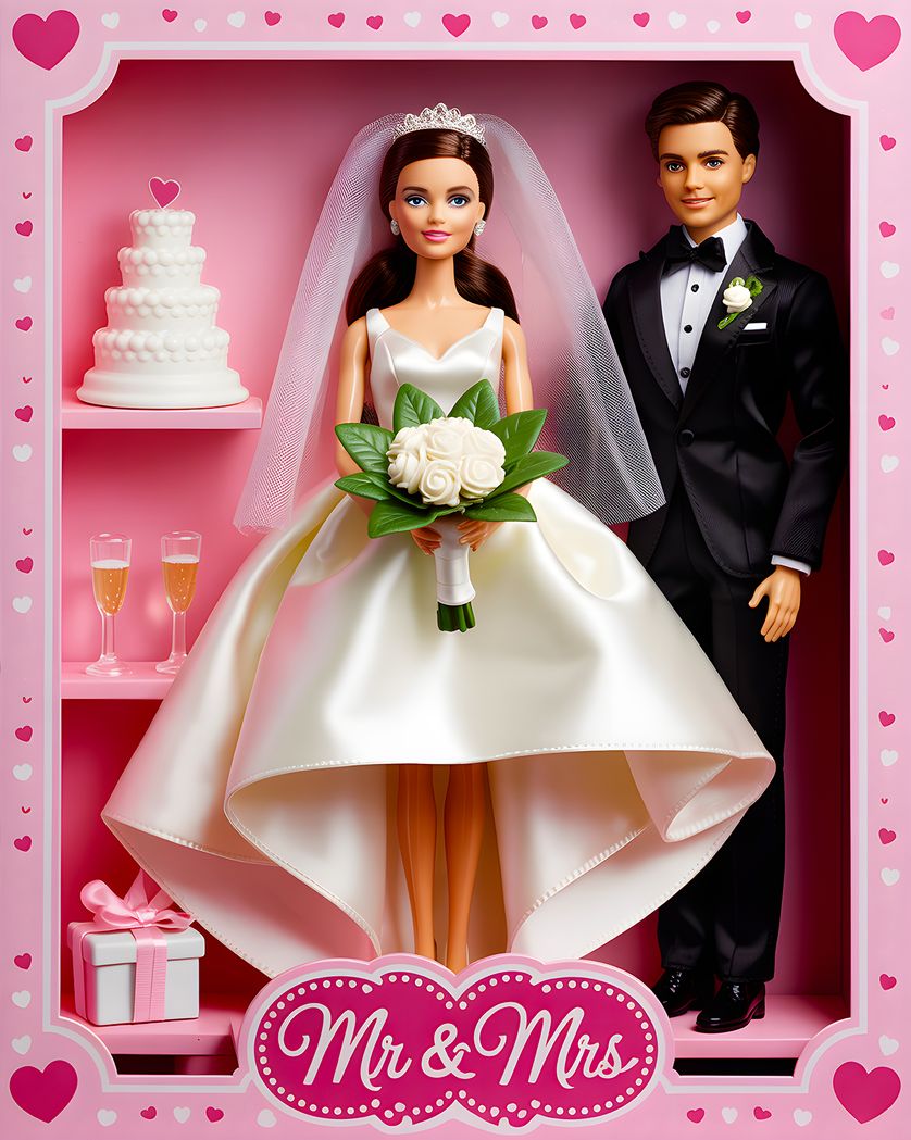Card design "Wedding doll - group wedding AI ecard"