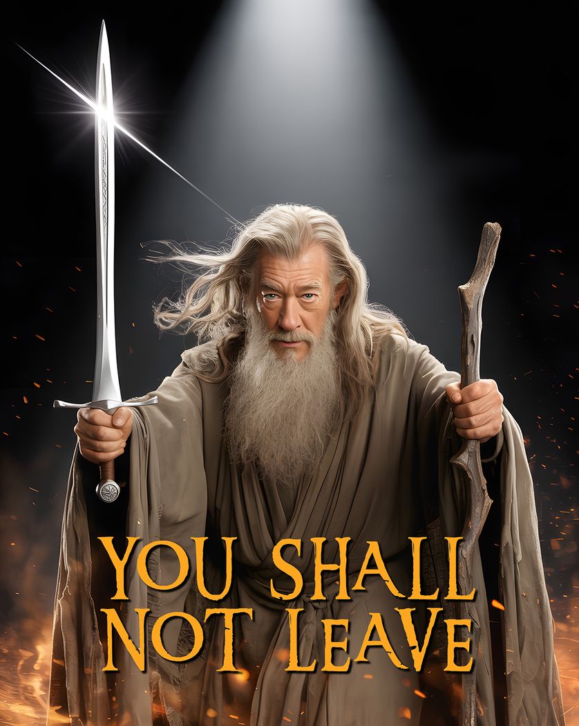 Card design "Gandalf - group leaving ecard"
