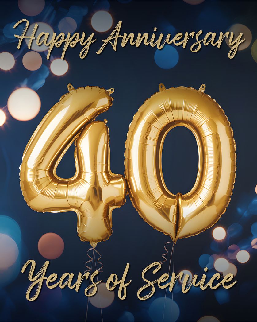 Card design "Gold Balloons - group 40 years anniversary ecard"