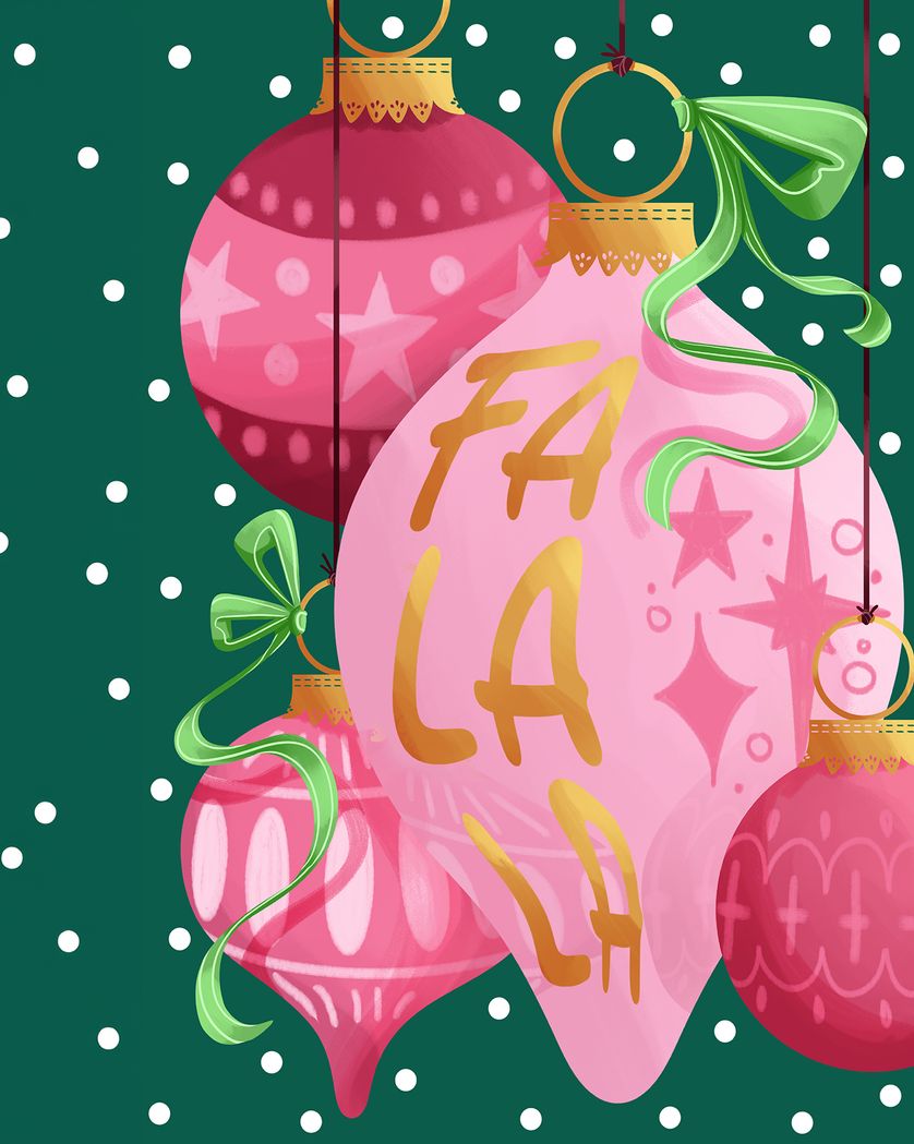Card design "baubles - group christmas ecard"