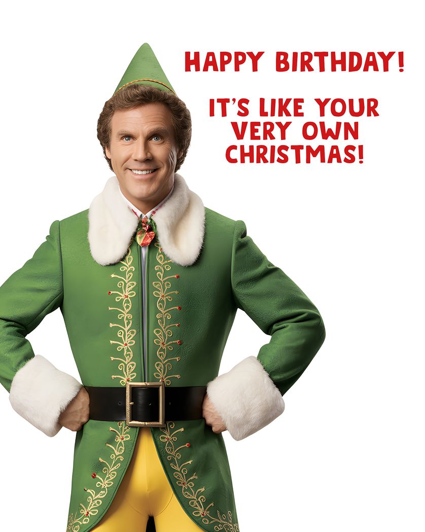 Card design "Elf - group AI Birthday ecard"