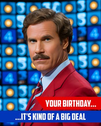 Use Retro News Guy - group AI birthday ecard