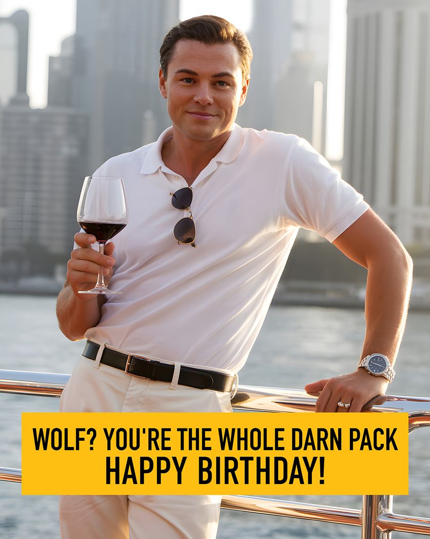 Card design "Big Broker - group AI birthday ecard"