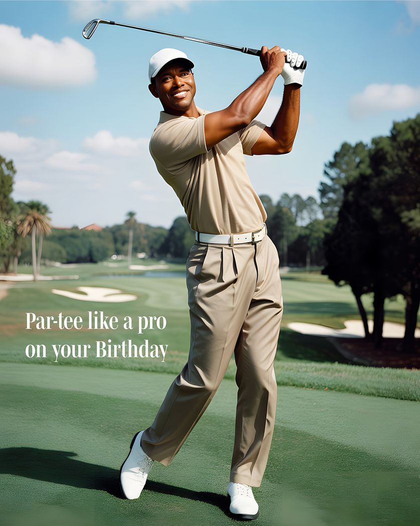 Card design "Pro-golfer - group AI birthday ecard"