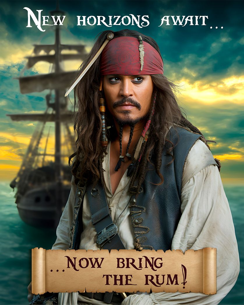Card design "Pirate King - group AI leaving ecard"