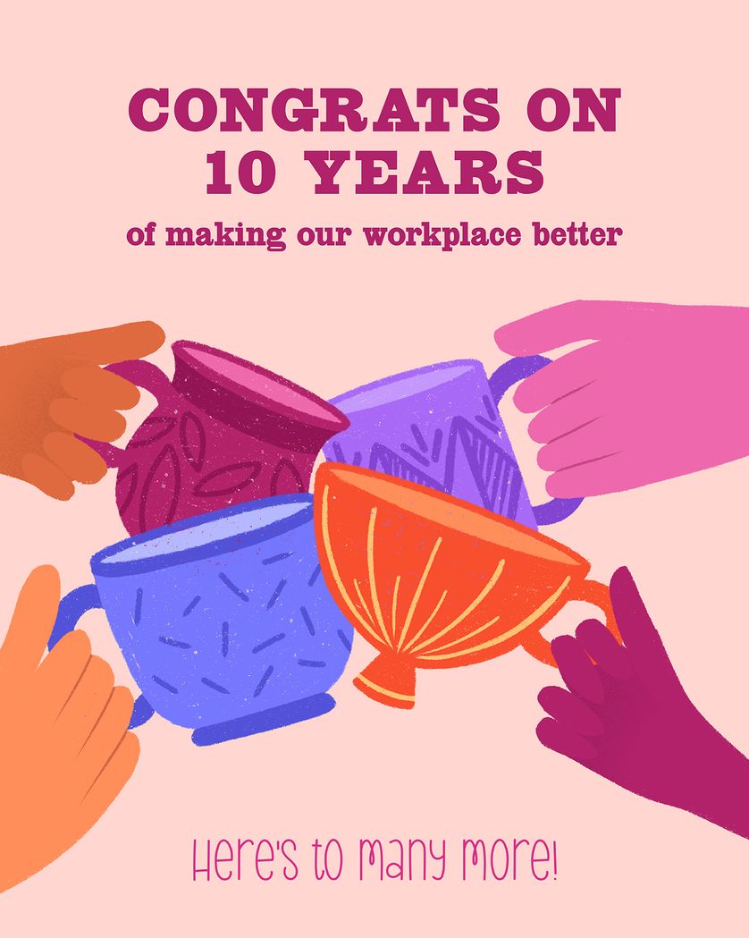Card design "Tea Toast - group anniversary ecard"