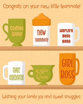 Use Bottle amongst the mugs  - group baby ecard