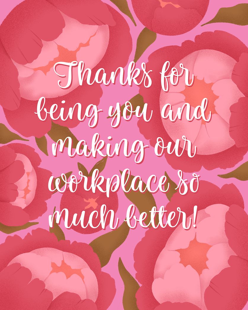 Card design "Peony Bouquet - group thank you ecard"