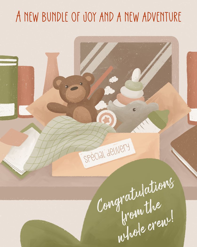 Card design "Baby box - group baby ecard"