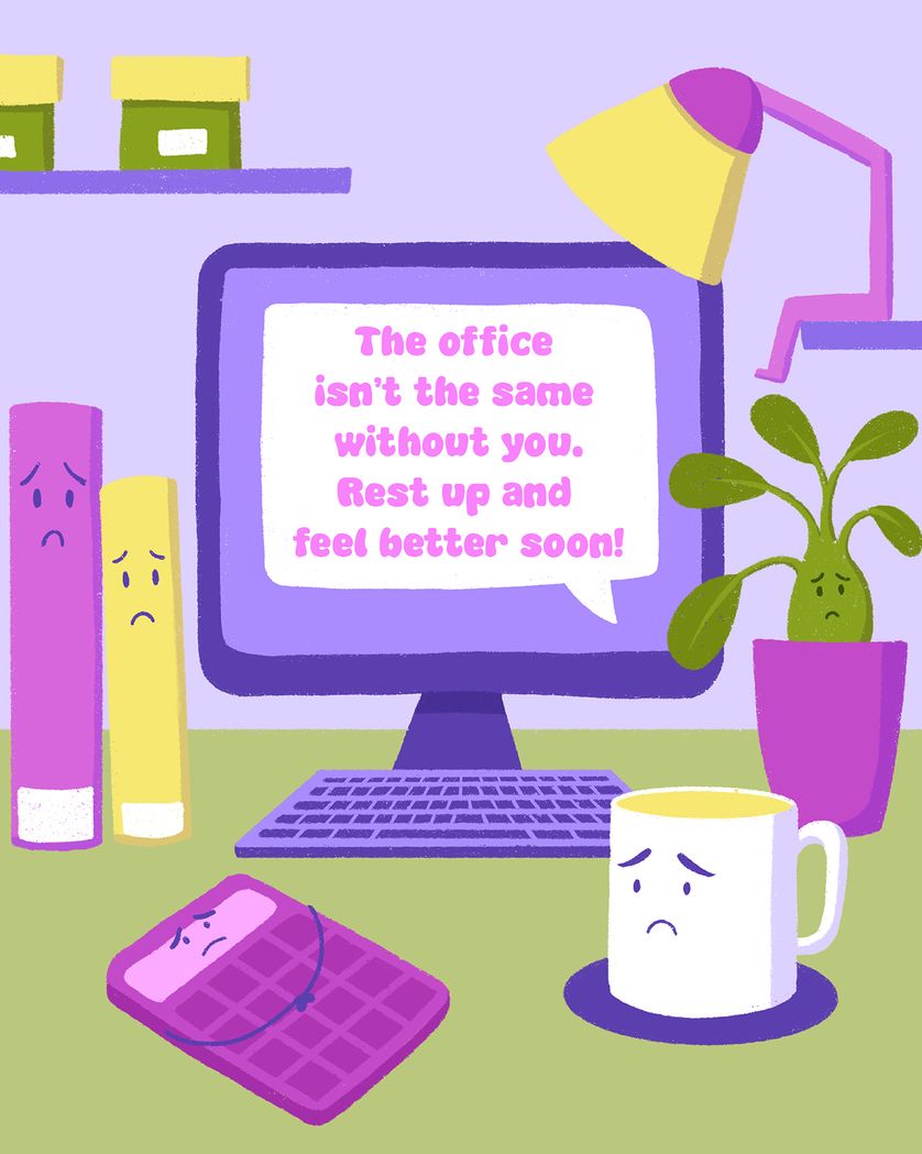 Card design "Sad stationary - group get well ecard"