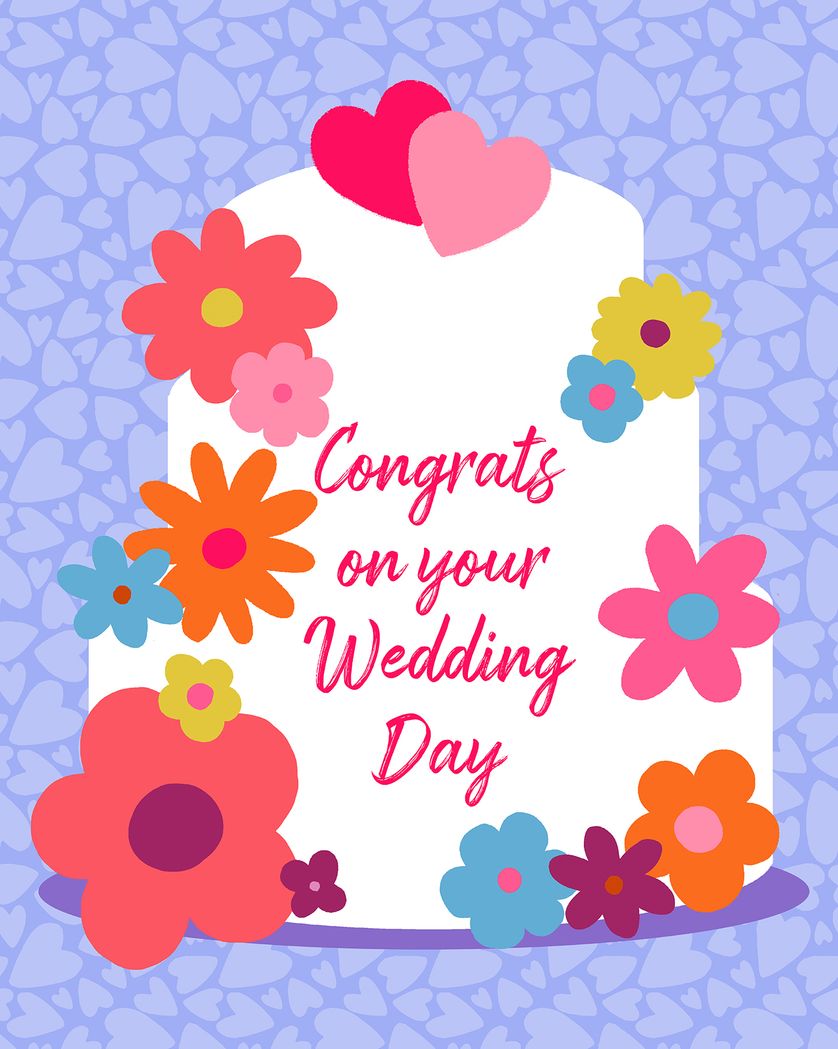 Card design "Pretty cake - group wedding ecard"