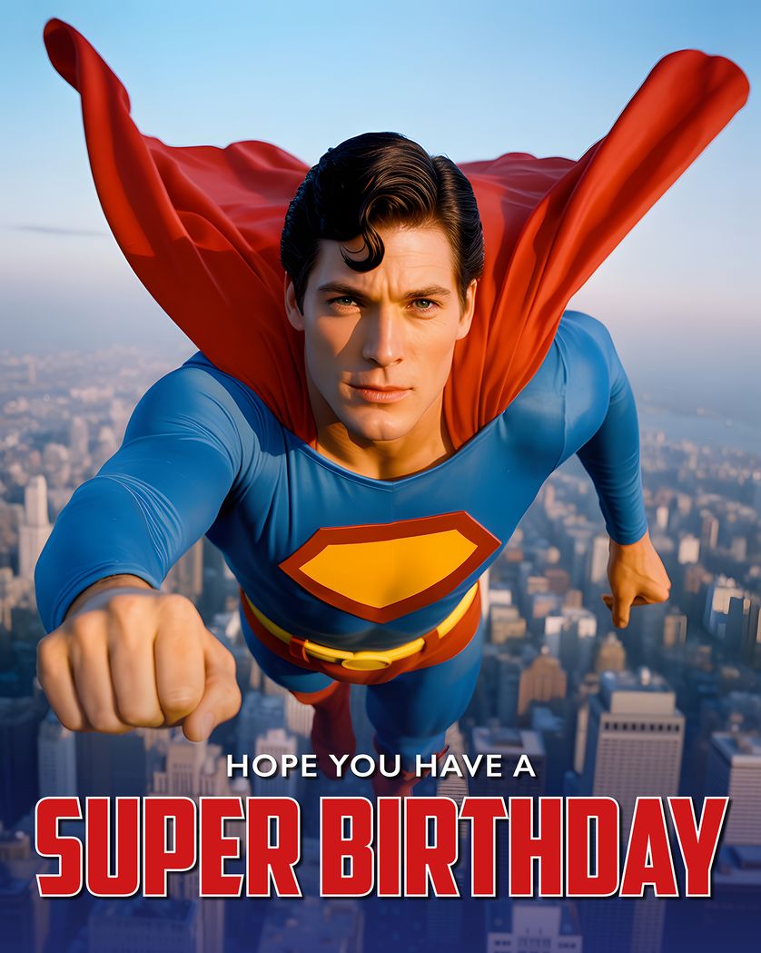 Card design "Superhuman - AI birthday group ecard"