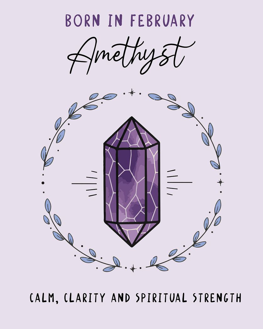 Card design "February Birthstone - group Birthday ecard"