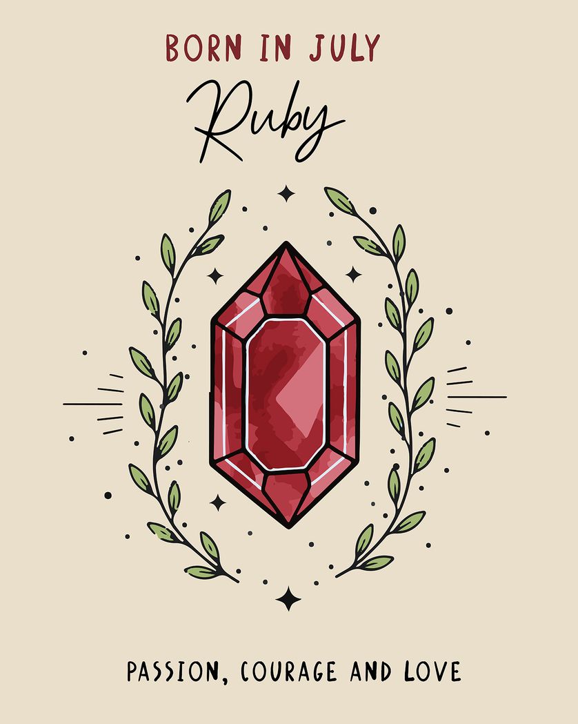 Card design "July Birthstone - group Birthday ecard"