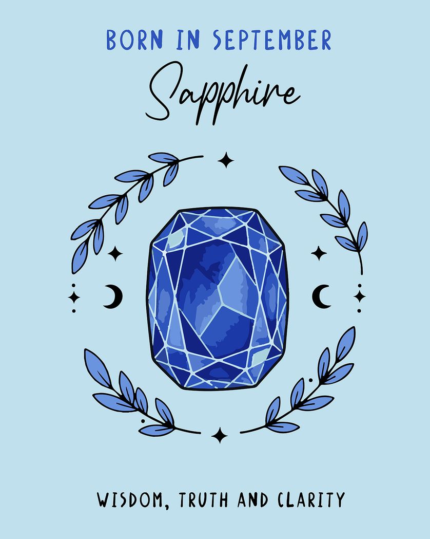 Card design "September Birthstone - group Birthday ecard"