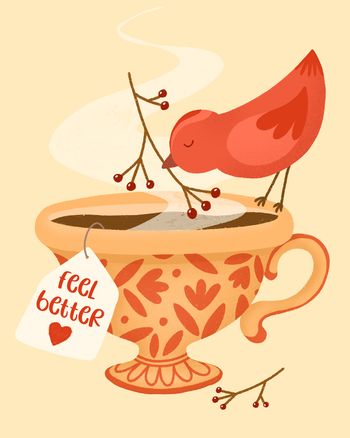 Use Bird and herbs - Group Get Well ecard