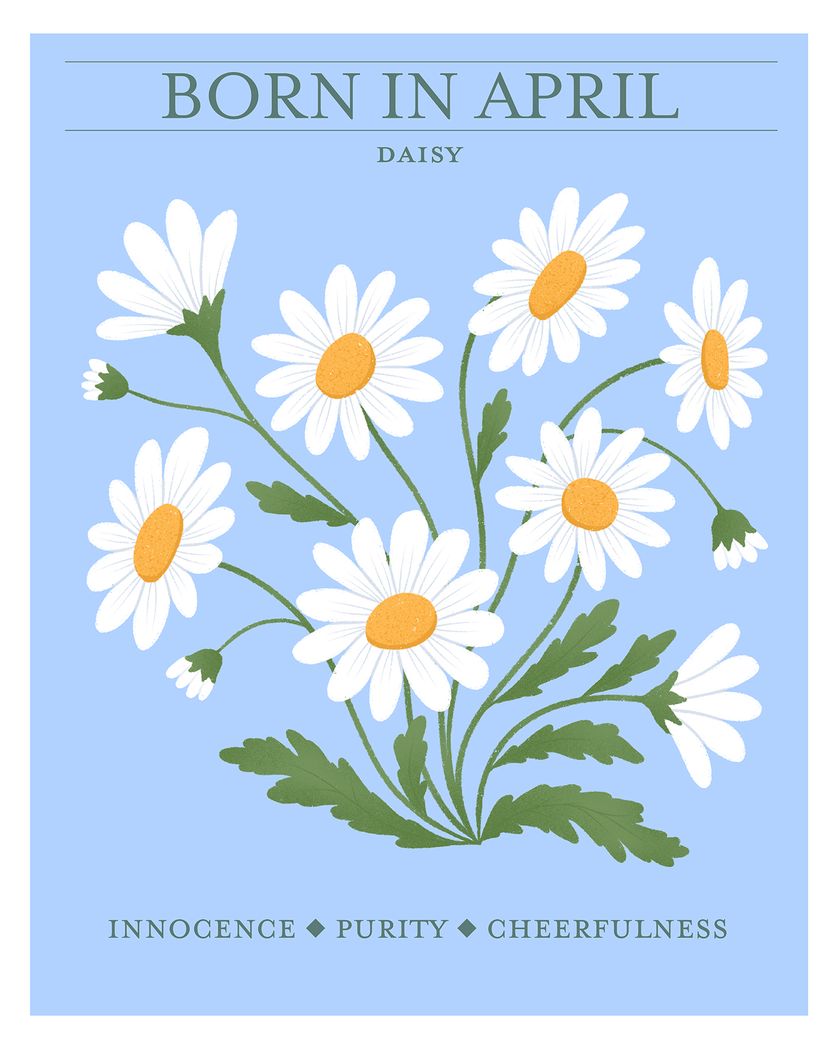 Card design "Birth flower April - group birthday ecard"