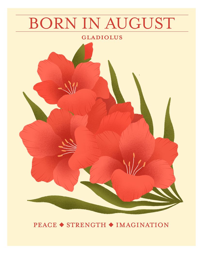 Card design "Birth flower August - group birthday ecard"