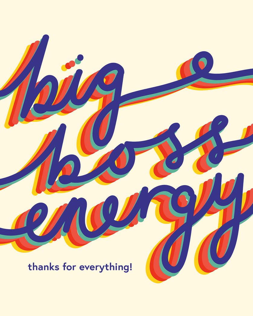 Card design "Neon Cursive - group boss day ecard"