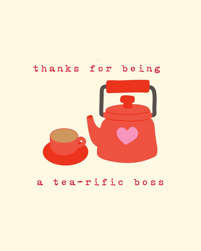 Card design "Terrific tea time - group boss day ecard"