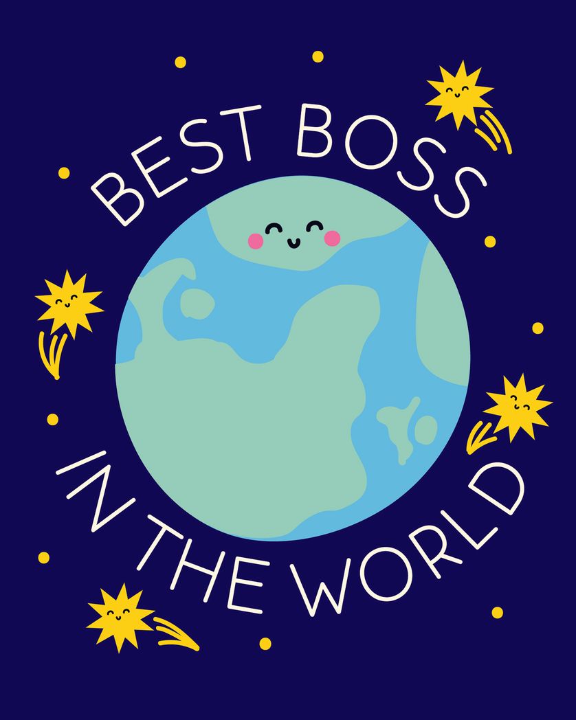 Card design "Boss world - group boss day ecard"