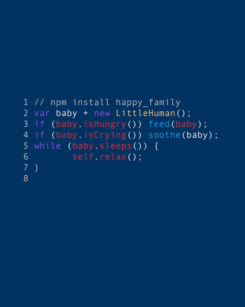 Card design "baby developer - group baby ecard"