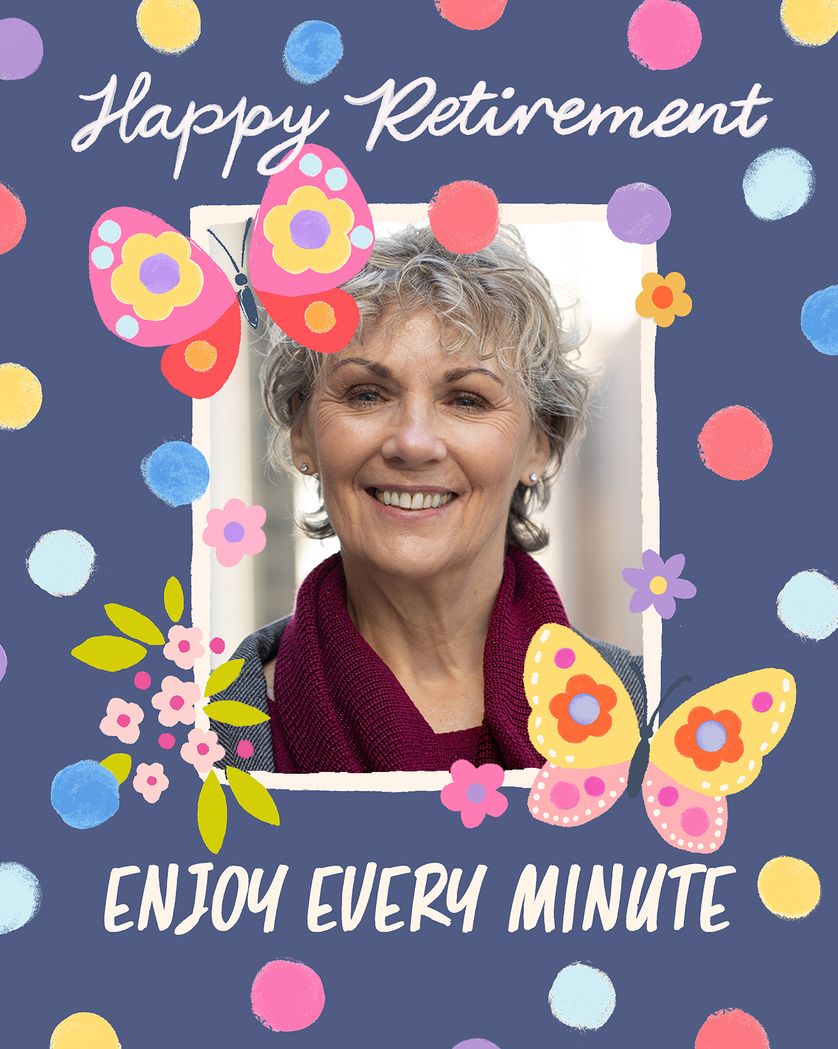 Card design "Butterflies and polka dots - group retirement ecard"