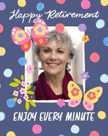 Use Butterflies and polka dots - group retirement ecard
