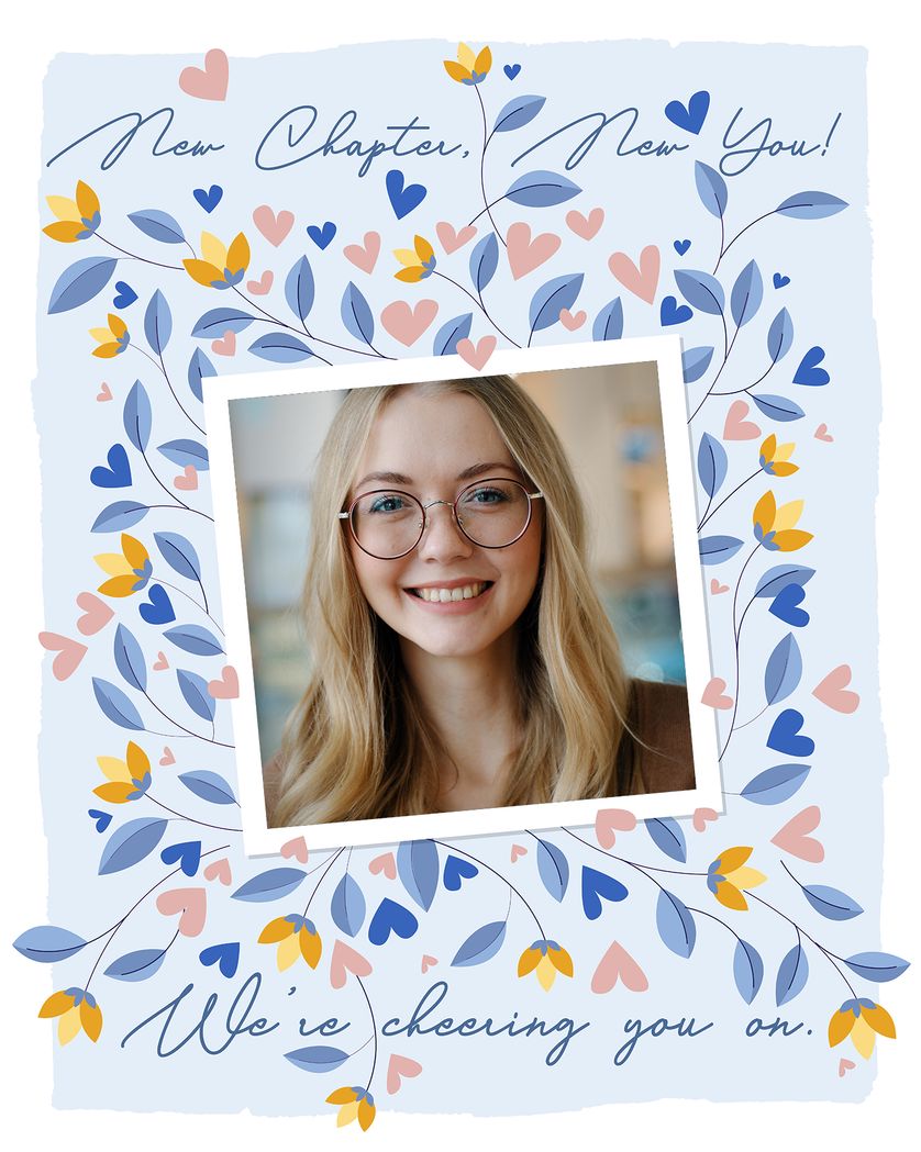 Card design "floral polaroid - group leaving ecard"