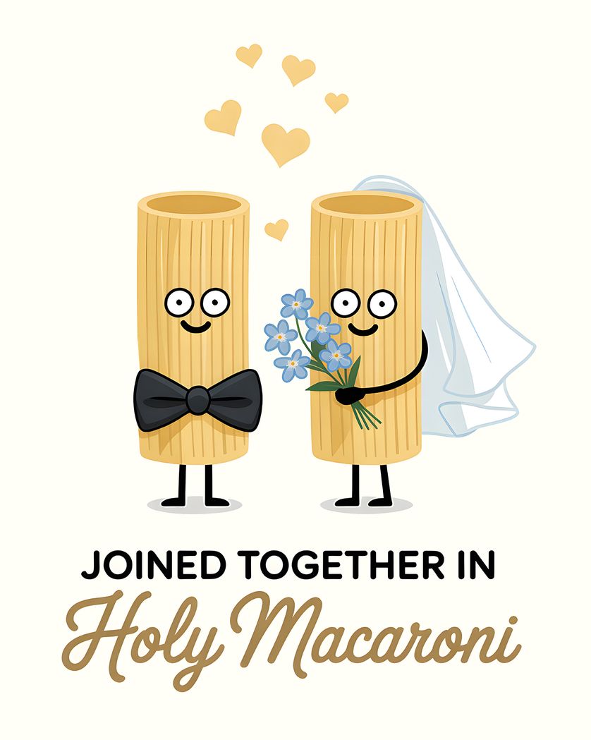 Card design "Pasta love - group wedding ecard"