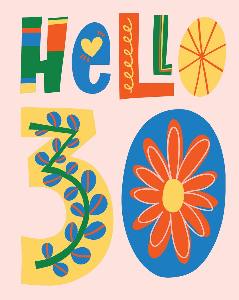 Card design "The 30th type - group birthday ecar"