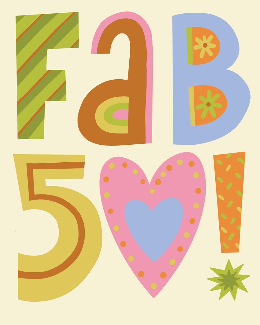 Card design "The 50th type - group birthday ecard"
