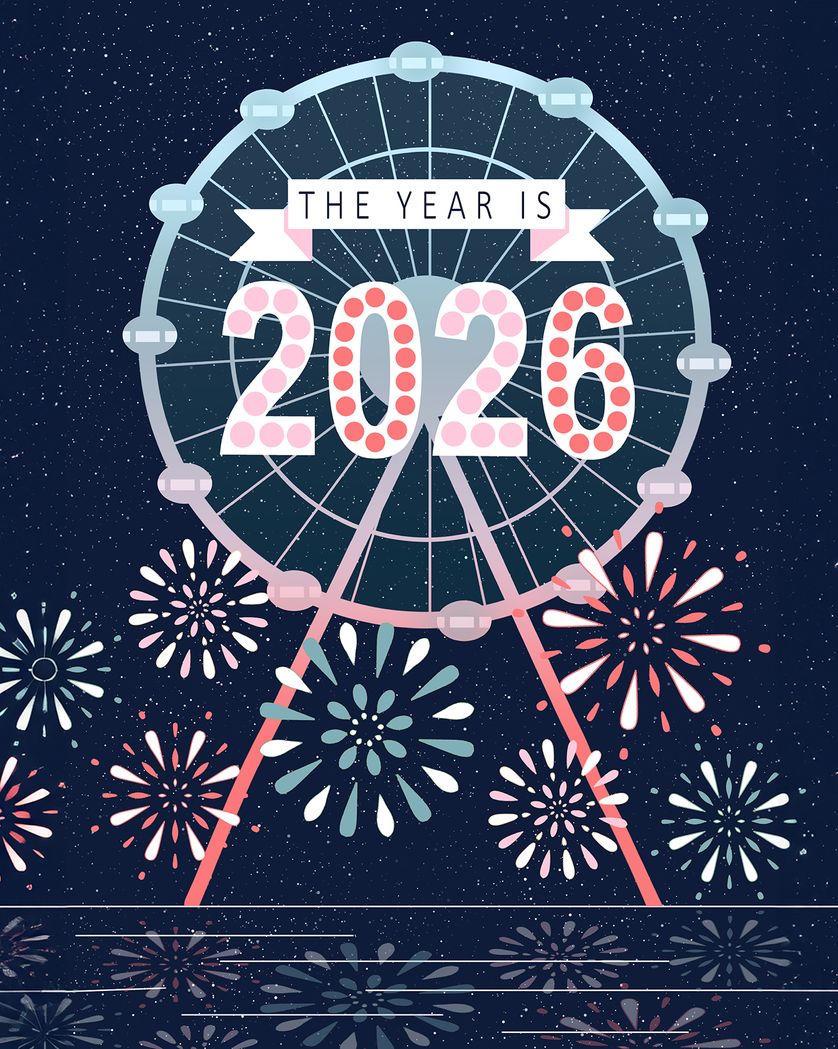 Card design "London Eye - group New Year ecard"