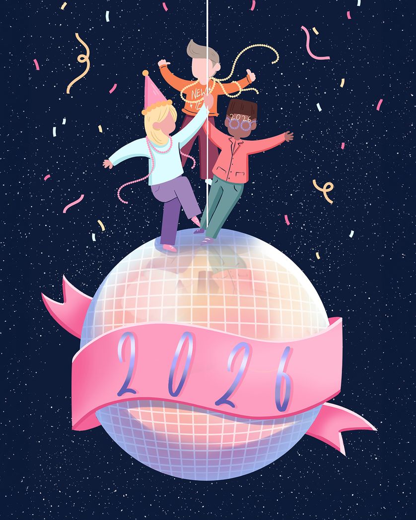 Card design "New Year Party - group 2026 ecard"