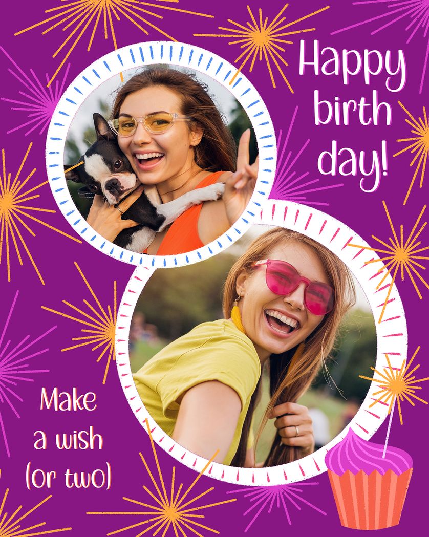 Card design "Fireworks - group birthday ecard"