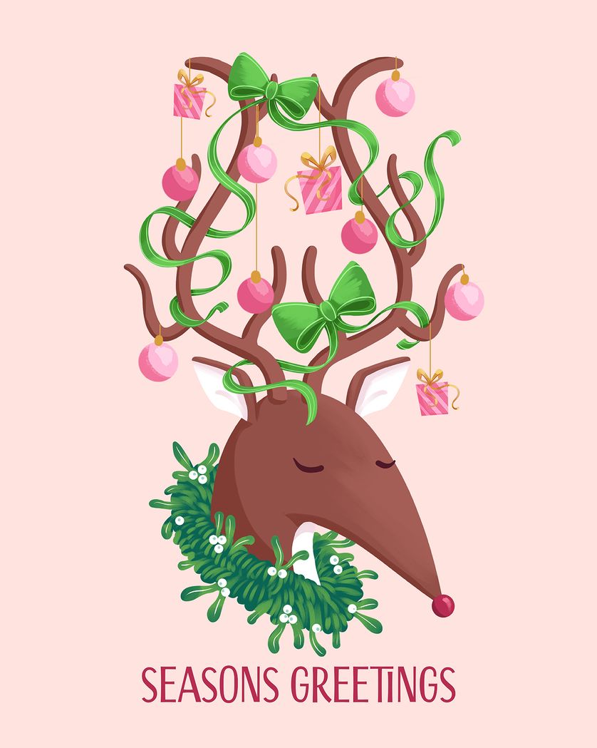 Card design "Reindeer cheer - group christmas ecard"