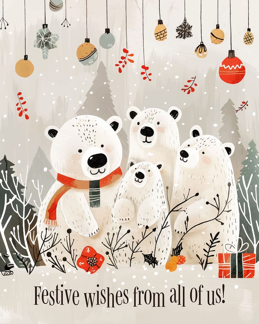 Card design "Polar Pals - group Christmas ecards"