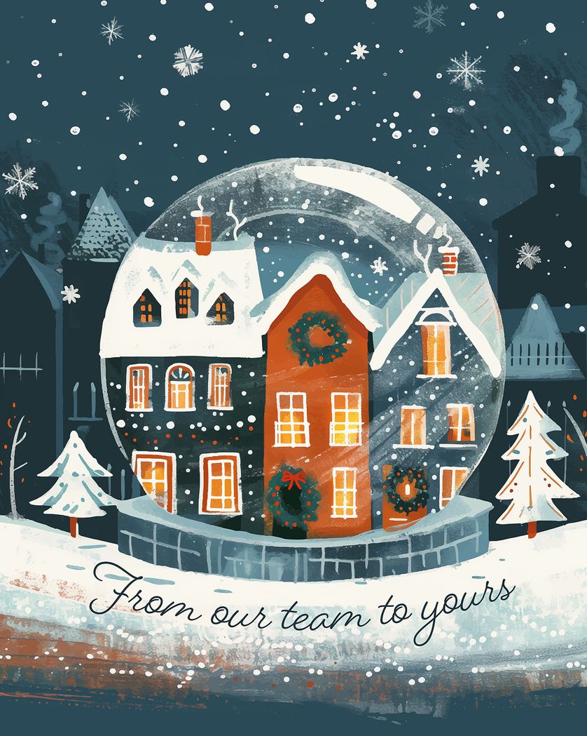 Card design "Snow Globe - group festive ecard"