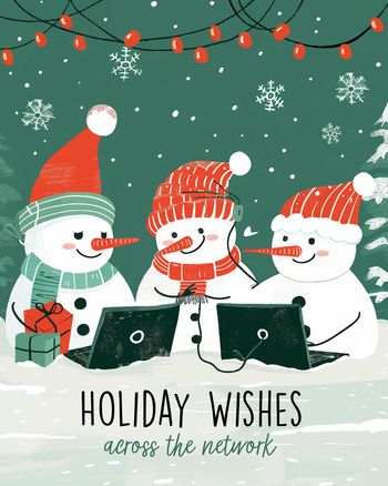 Use The IT snow crowd - group festive ecard