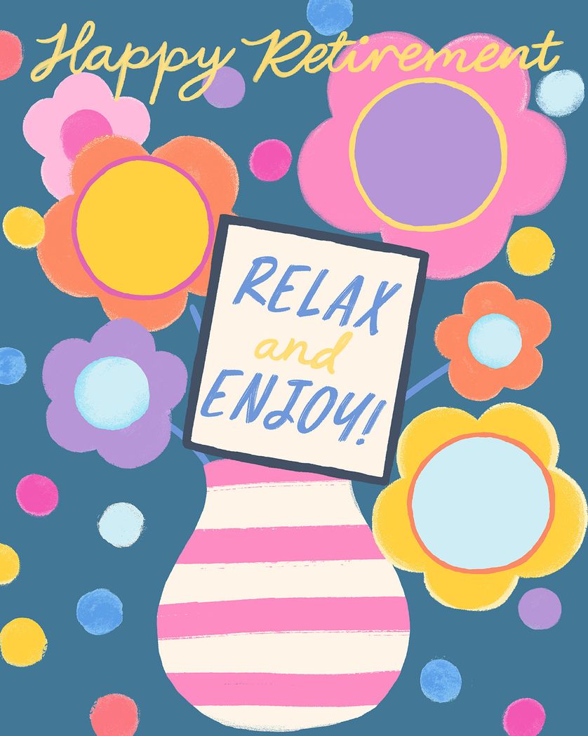 Card design "Retirement vase - group ecard"