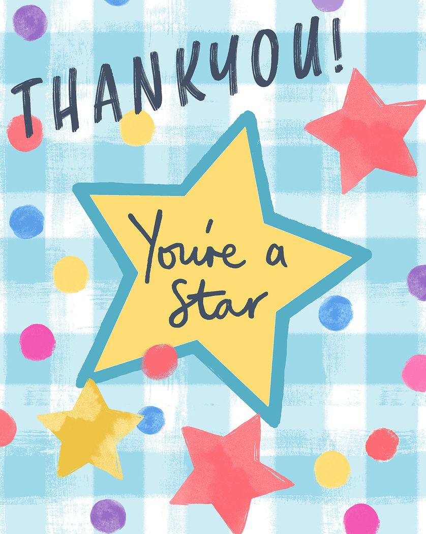 Card design "Gingham stars and spots"