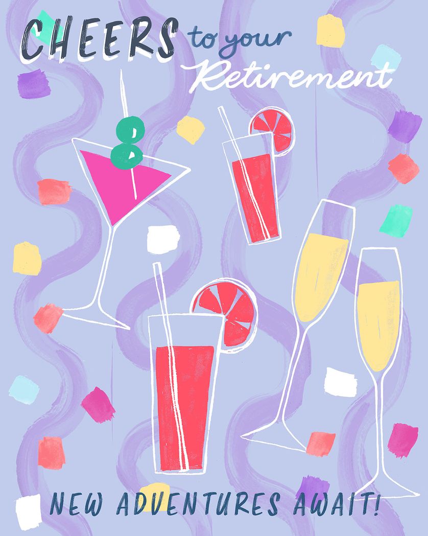 Card design "Retirement Drinks - group ecard"