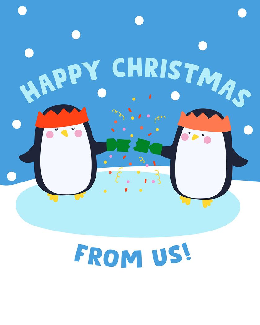 Card design "Penguin crackers - group christmas ecard"