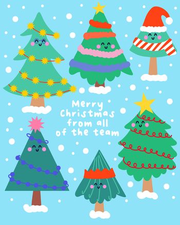 Use Tree team - group Christmas ecard