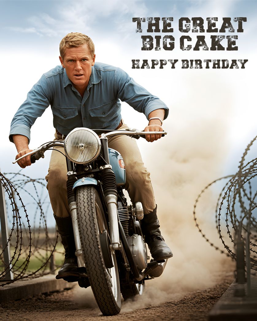 Card design "The age escape - group birthday ecard"