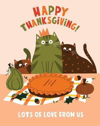 Use Autumn cats - group thanksgiving ecard