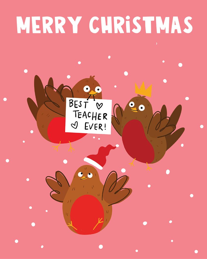 Card design "Robin class - group Christmas teacher ecard"