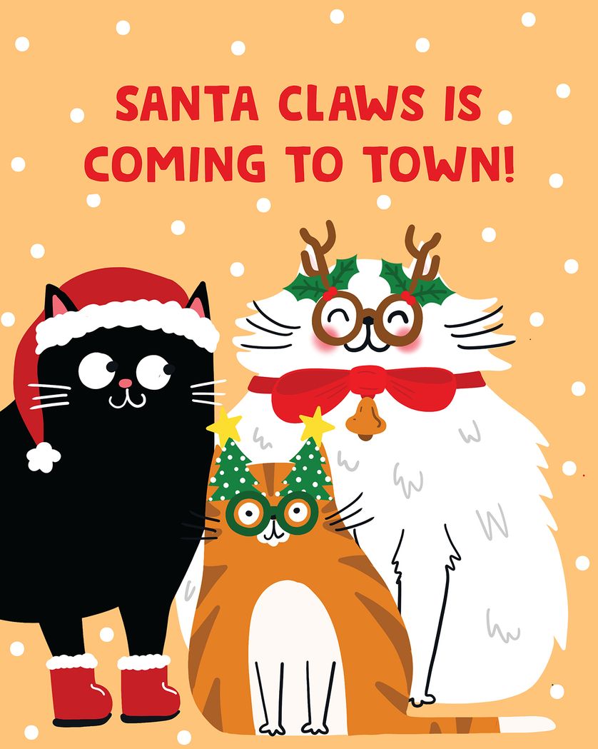 Card design "Christmas cats - group festive ecard"