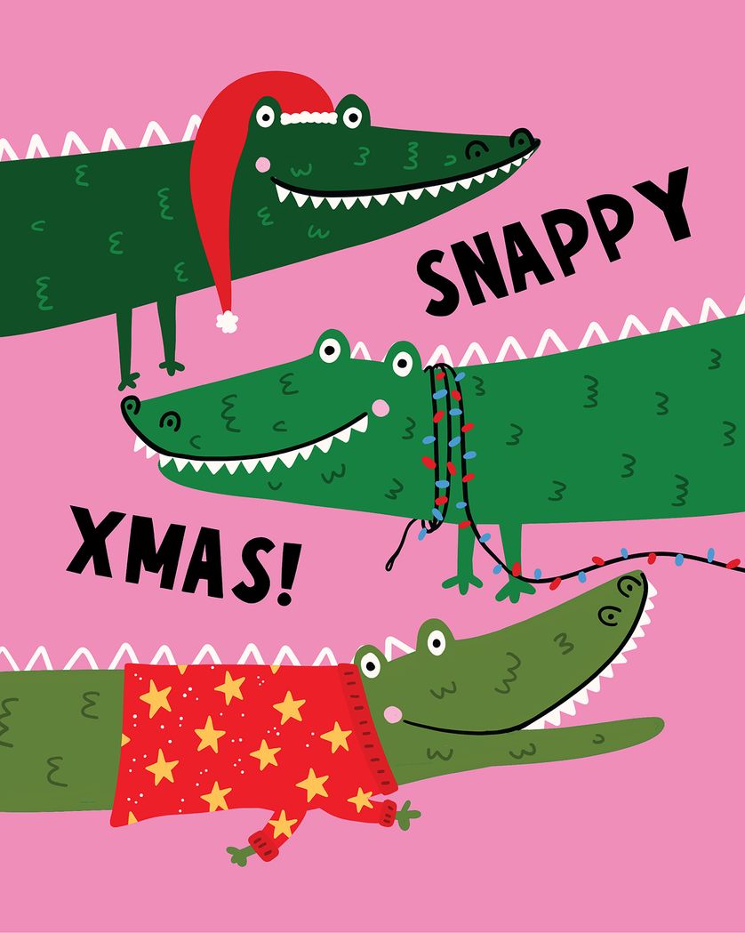 Card design "Crocking Around the christmas tree - group festive ecard"